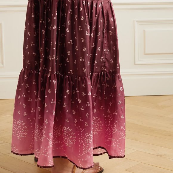 HANNAH Layla tiered printed silk-habotai skirt - Picture 6 of 6